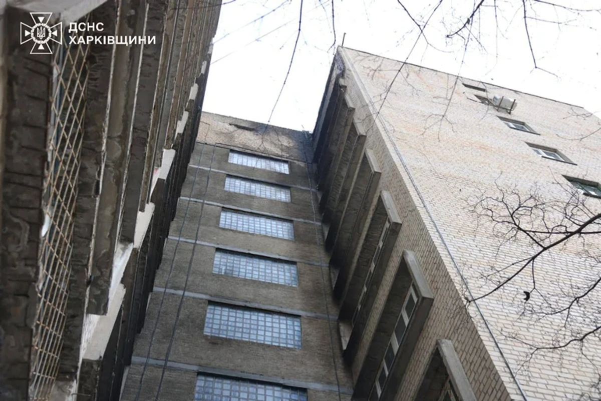 The student accommodation building after the Russian attack