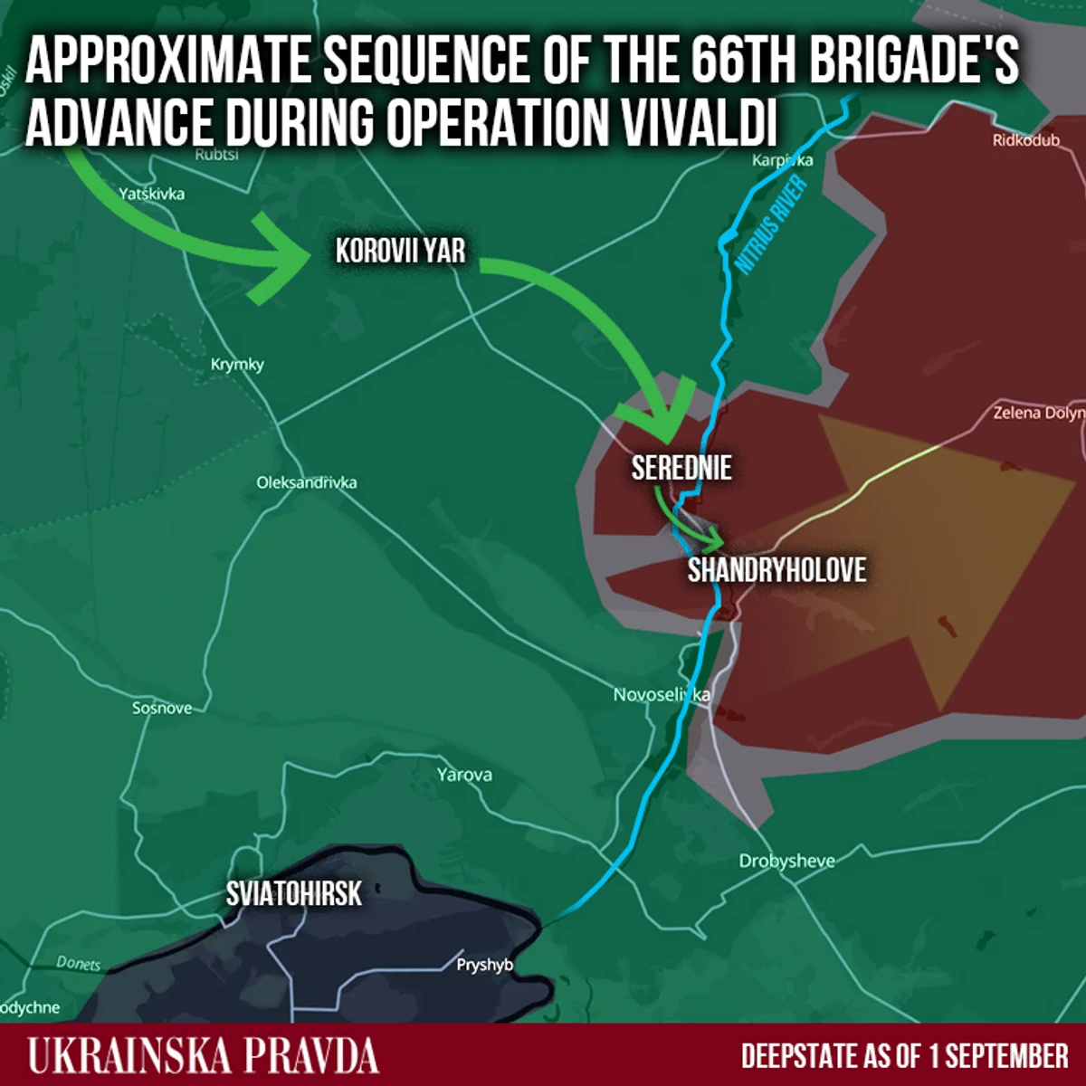 Approximate sequence of the 66th Brigade’s advance during Operation Vivaldi