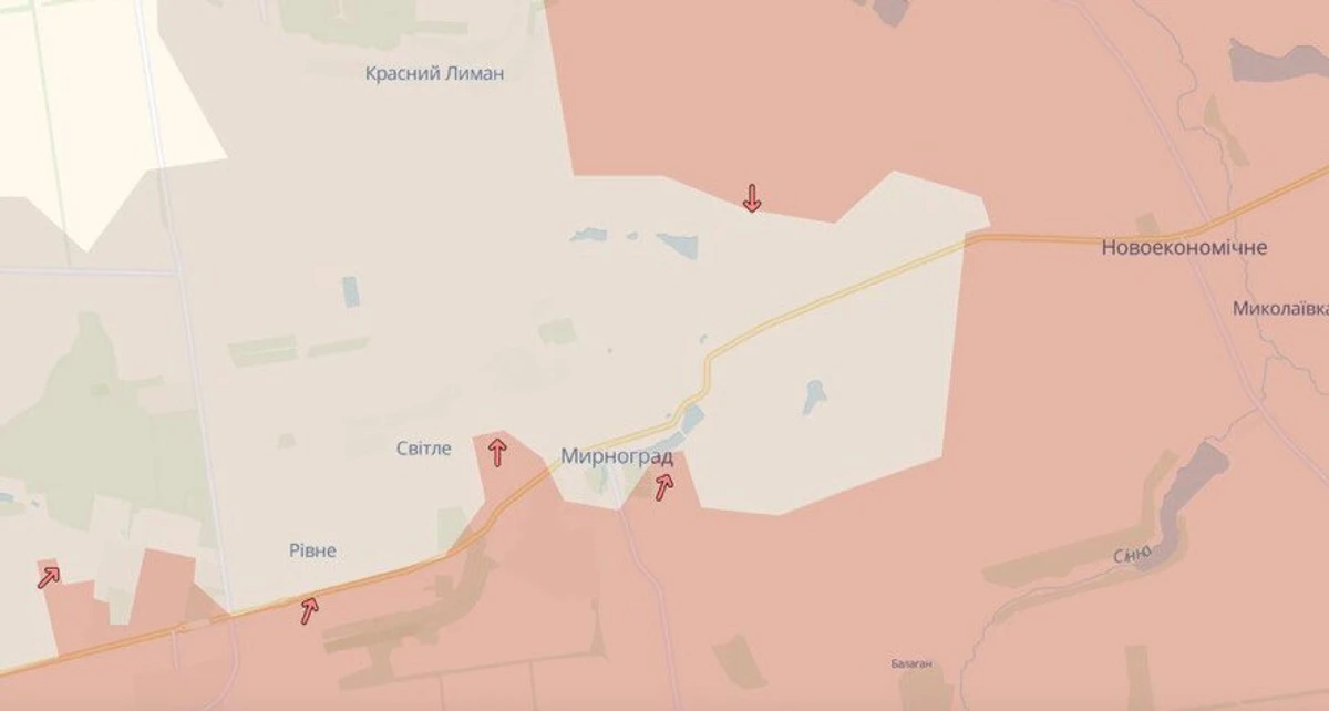 Мирноград на мапі DeepState