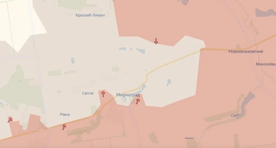 Мирноград на мапі DeepState