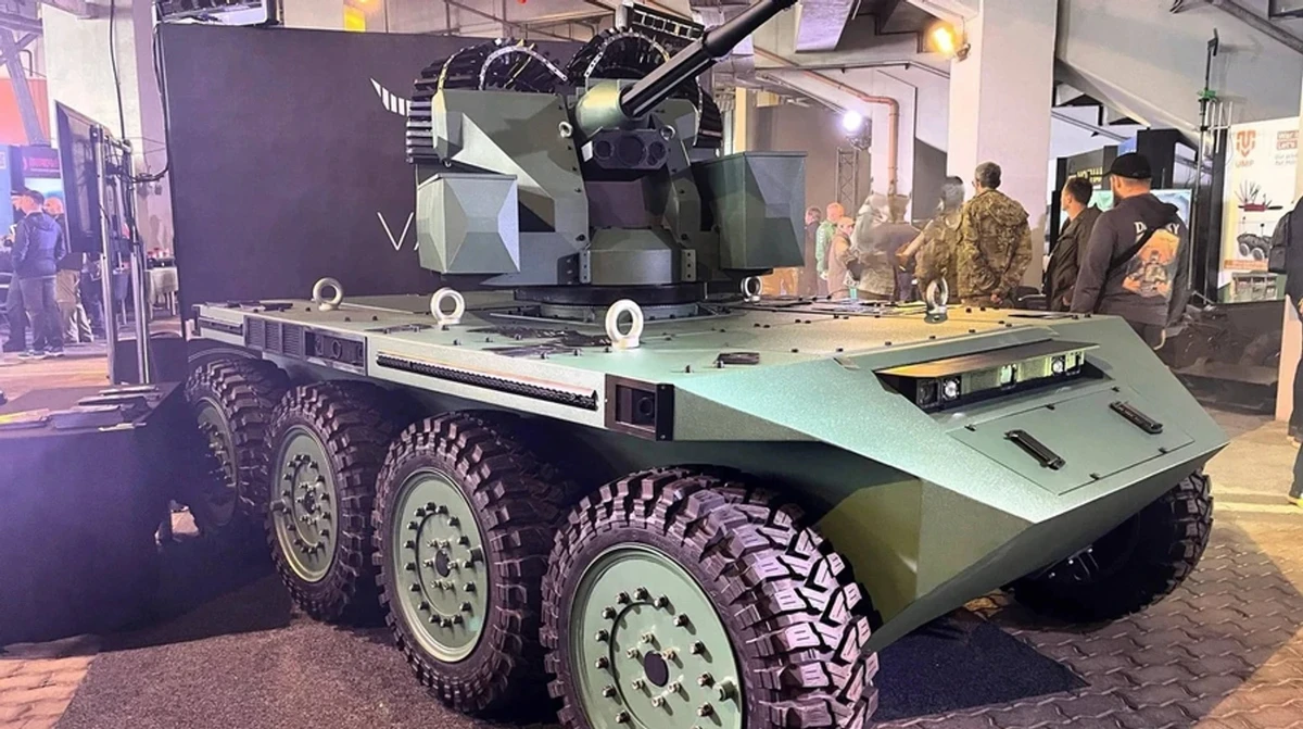 The Vatag equipped with a 25mm autocannon at the Brave1 Defence Tech Valley 2025 exhibition.