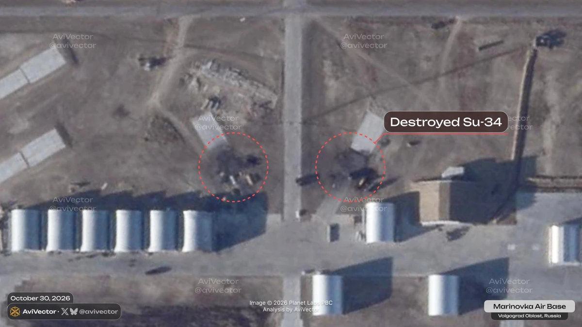 The Su-34 jets destroyed at the Marinovka airfield