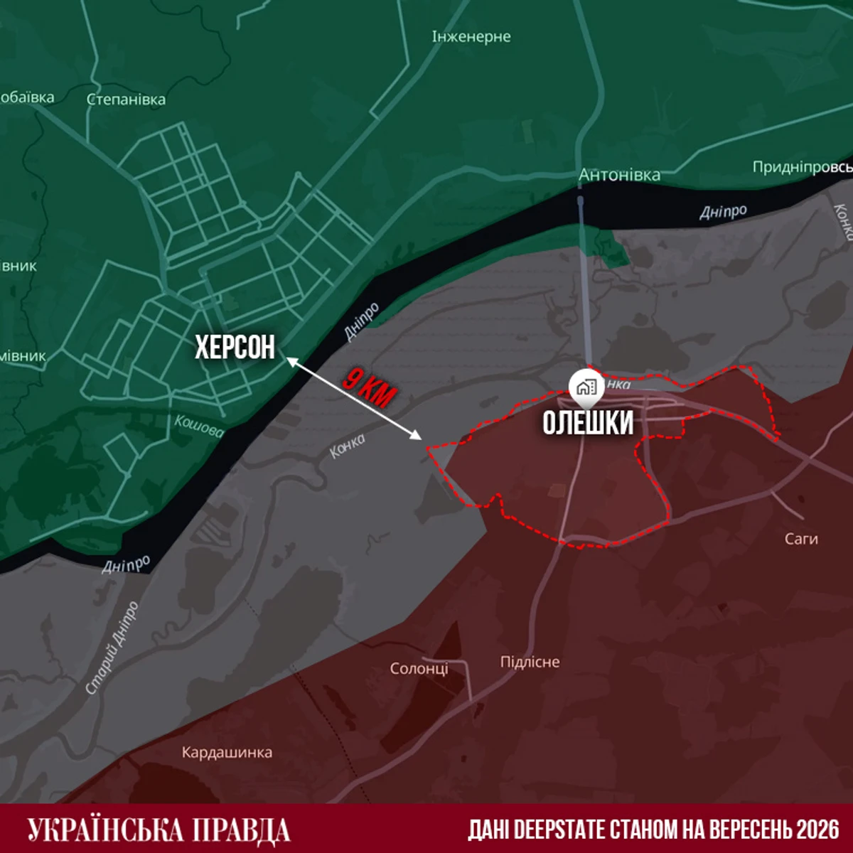 Яка відстань від Херсону до Олешок