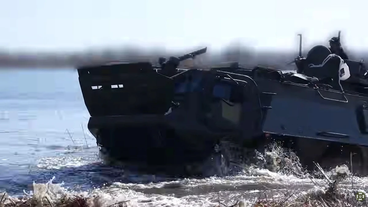 Patria 6×6 APC during water trials.
