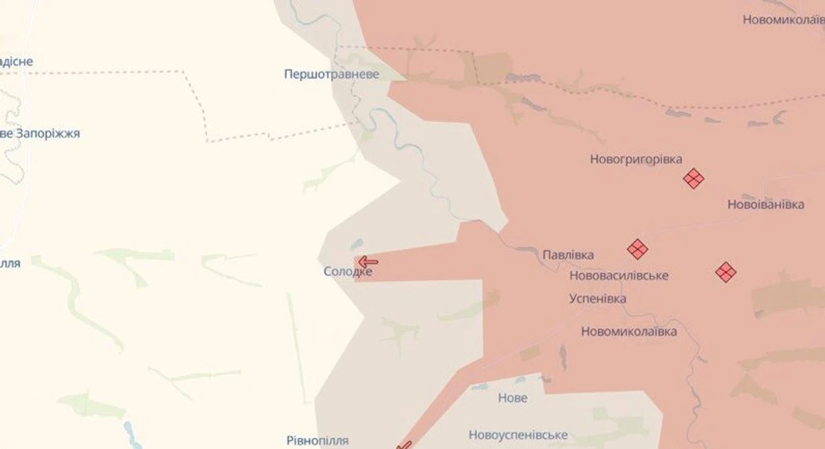 Солодке на мапі DeepState