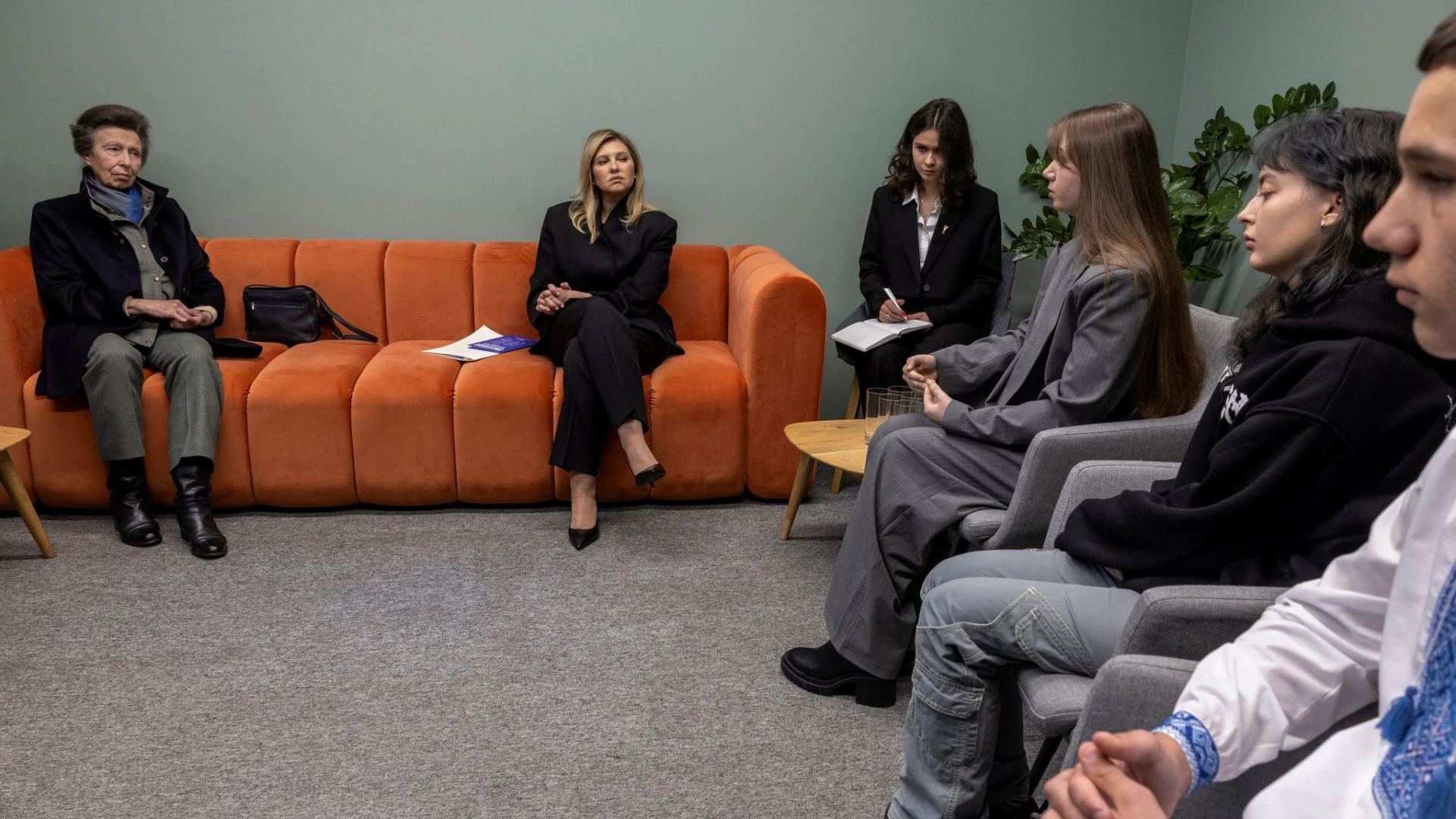 Princess Anne spoke with teenagers who had lived under occupation