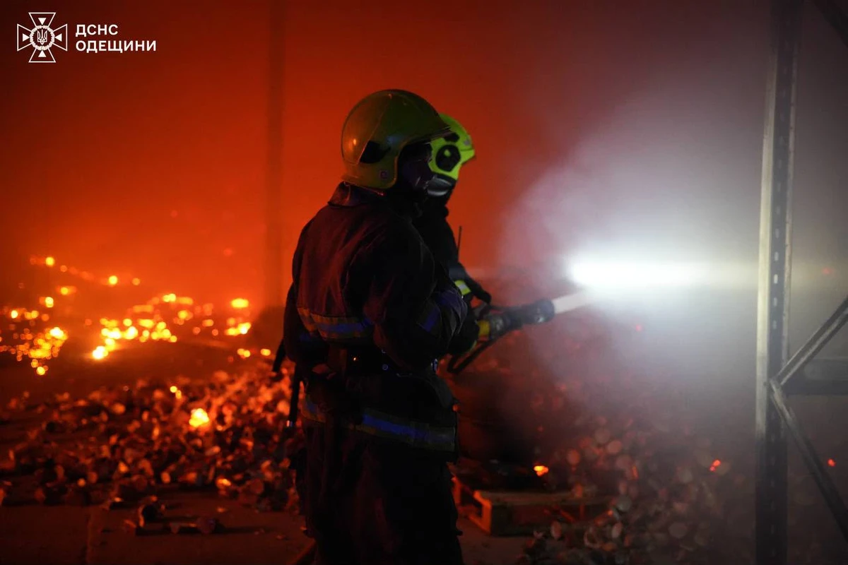 A firefighter working