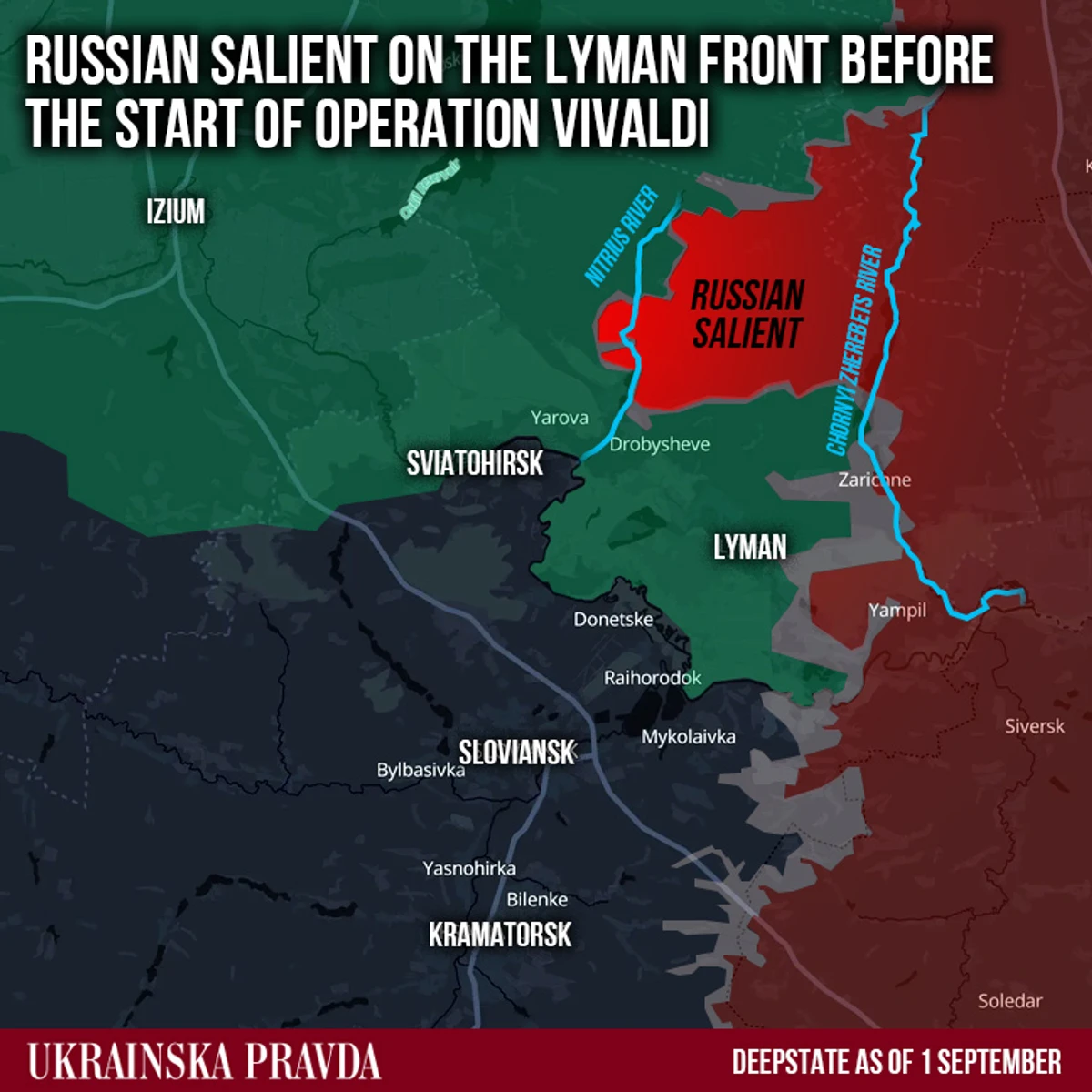 The Russian salient on the Lyman front before the 3rd Army Corps launched Operation Vivaldi