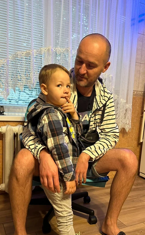 Vitalii with his son Davyd.