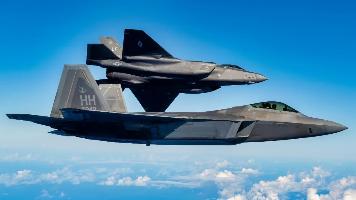 Two US fighter jets F-35A Lightning II.