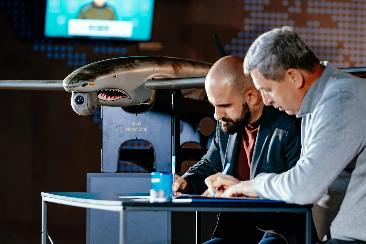 The handover of the Shark drone.