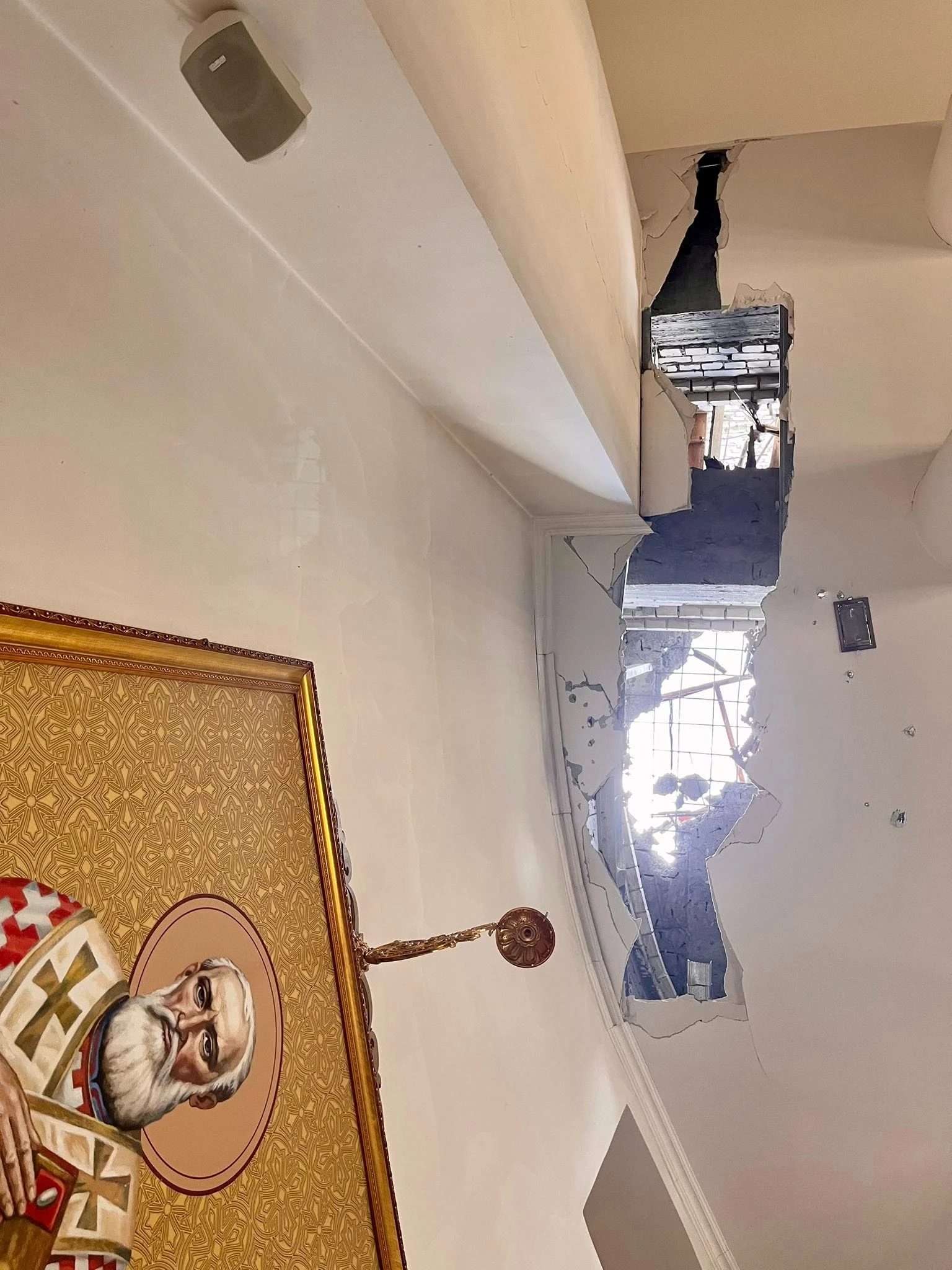 Dormition Cathedral in Kherson after the attack. Photo: Kherson Eparchy Social Service