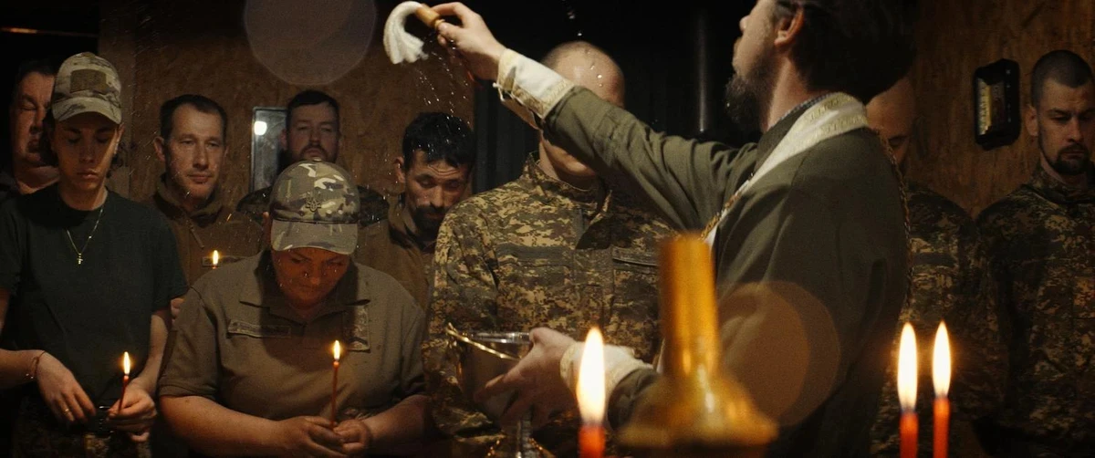 Emotional and symbolic scenes with a priest are also included