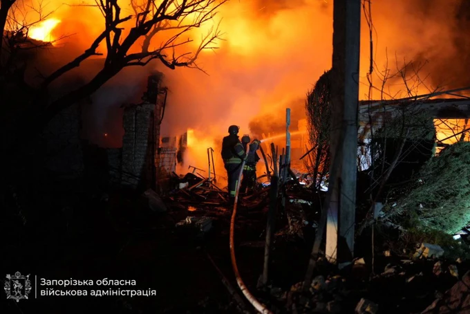 Firefighters extinguishing the fire