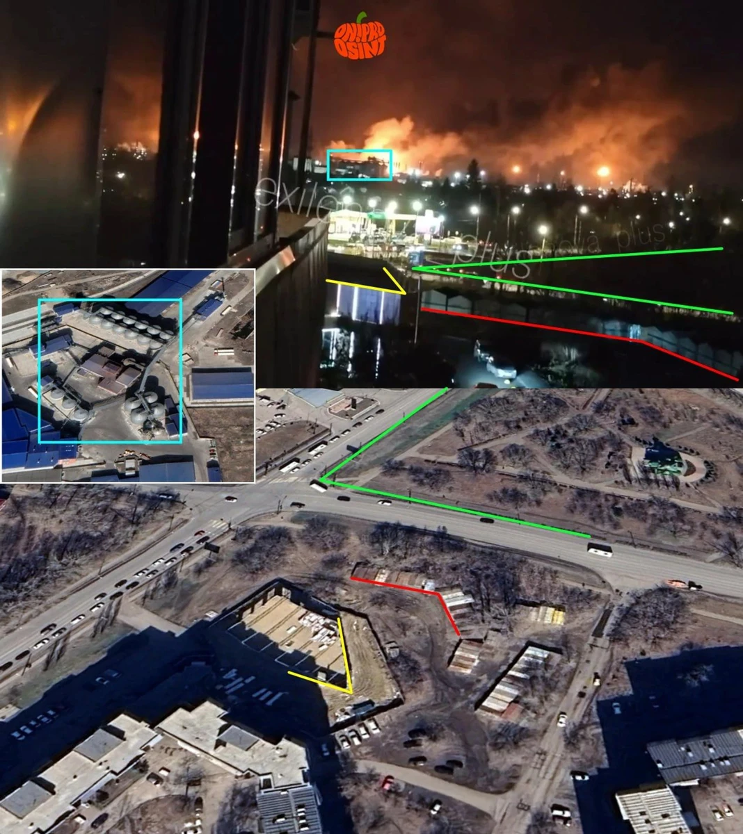 Locations at the Omsky Kauchuk plant that were hit in the latest strike