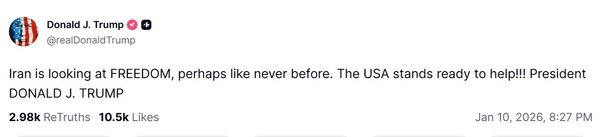 пост Трампа в соцмережі Truth Social