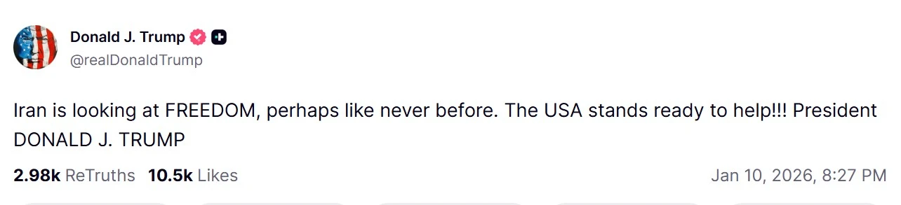 Trump's post on the Truth Social social network