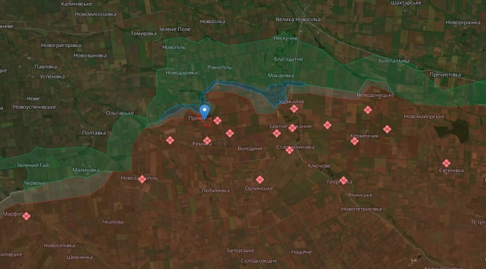 Приютне, Запорізька область, межа з Донецькою