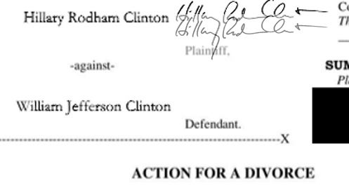 Підпис Клінтон на документі та підпис з інтернету, рівень непрозорості 50%