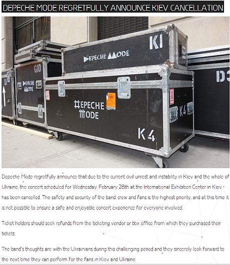 Depeche Mode отменил концерт в Киеве, боясь за безопасность Depeche Mode отменил концерт в Киеве, боясь за безопасность