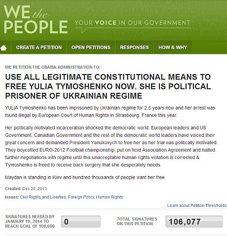 Петиция об освобождении Тимошенко