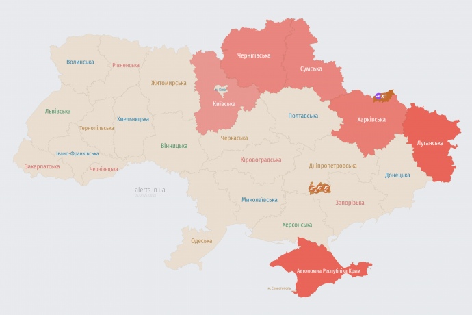 Карта alerts.in.ua