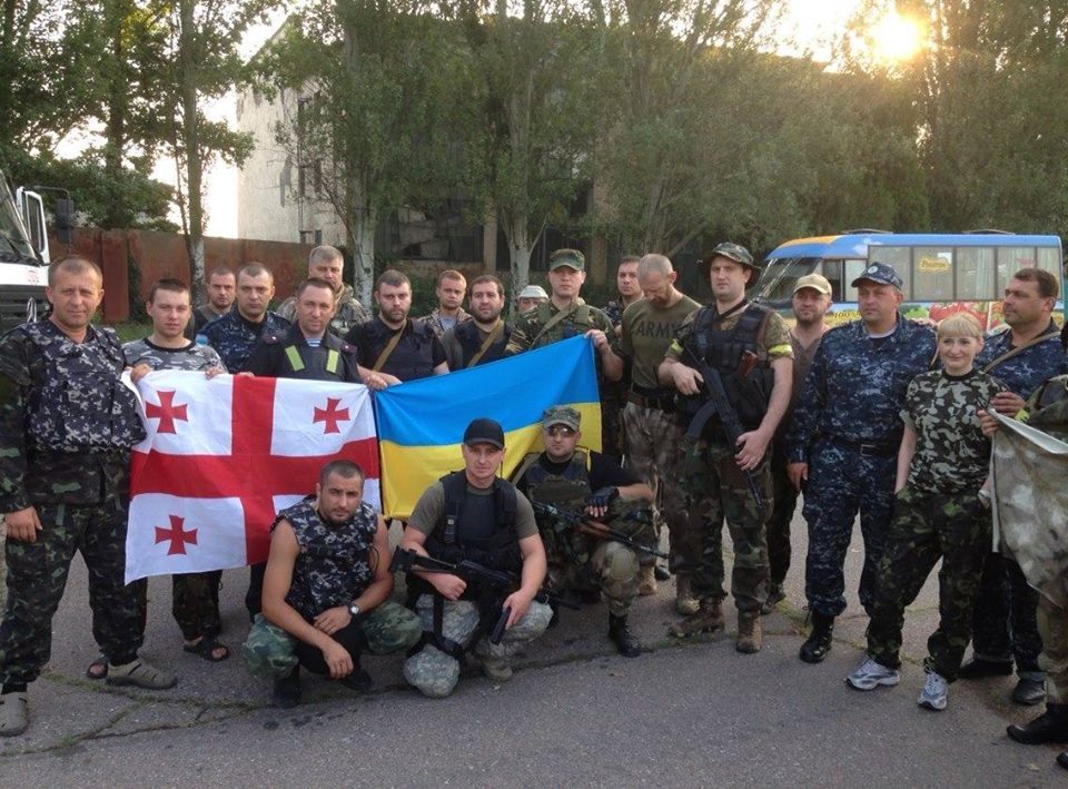 Серпень 2014 року. Грузини разом з бійцями батальйону