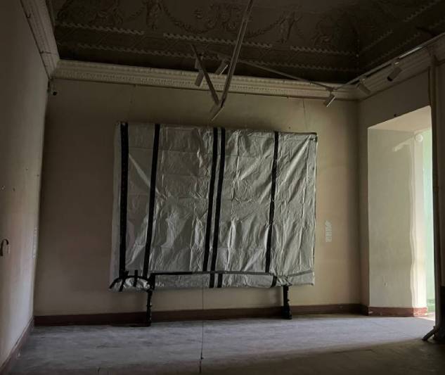 Paintings in a protective film.