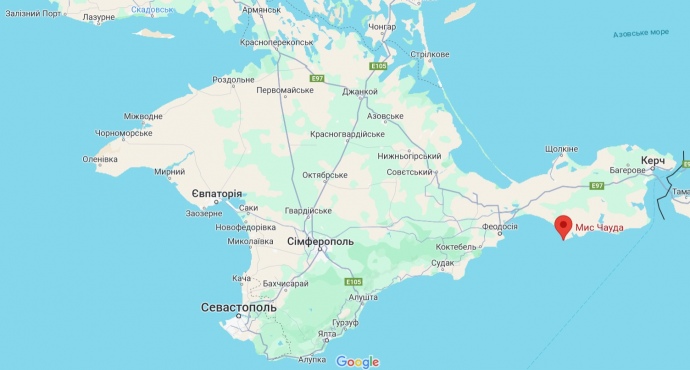 Мыс Чауда на карте Google Maps