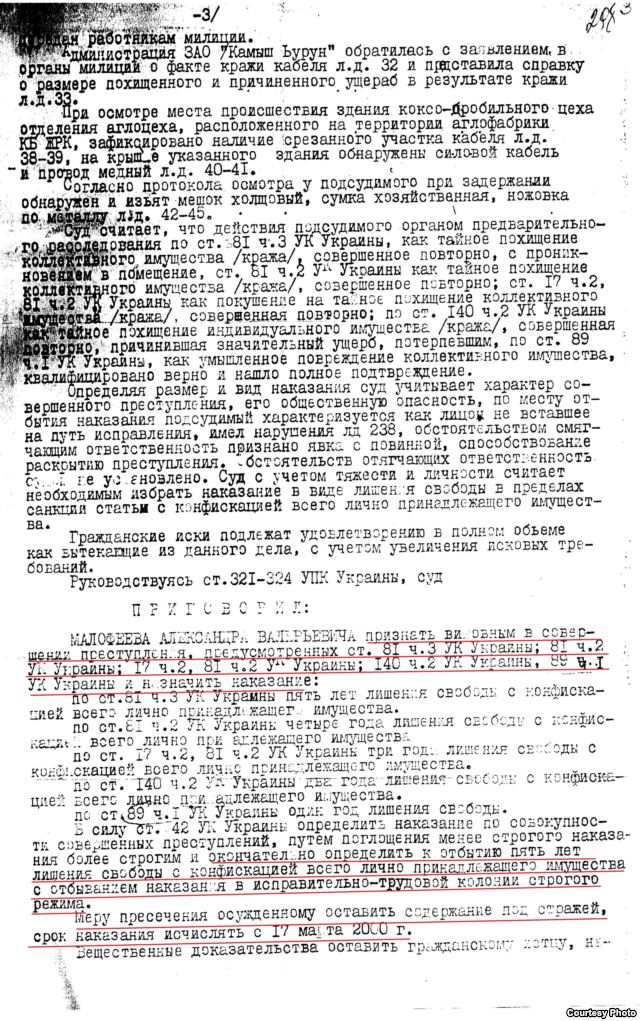 Решение Керченского горсуда по делу Малофеева