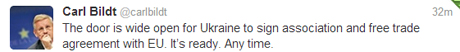 Скрин-шот Twittera Carl Bildt