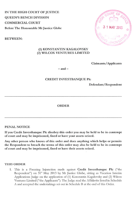 Рішення суду Лондона від 31 травня Рішення суду Лондона від 31 травня