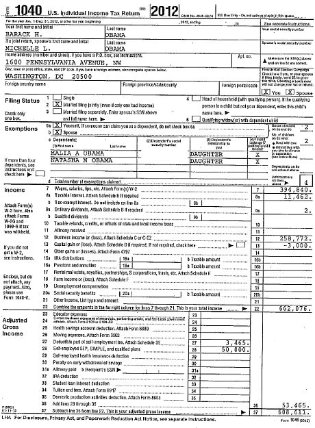 Декларация Барака Обамы, 1-я страница - с сайта Белого Дома