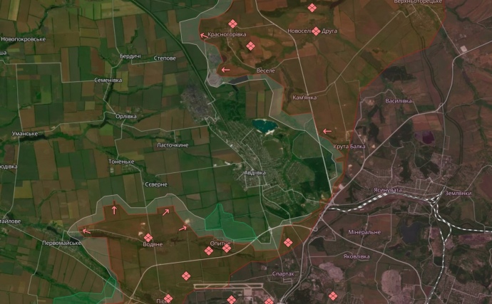 Авдеевка, скрин с карты deepstate