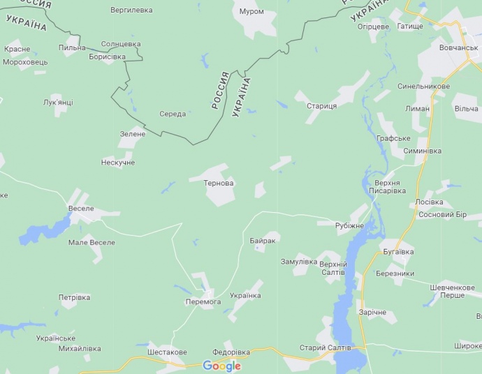 Огурцово, Рубежное, Старый Салтов на карте