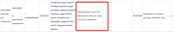 Скріншот з розкладу судових 