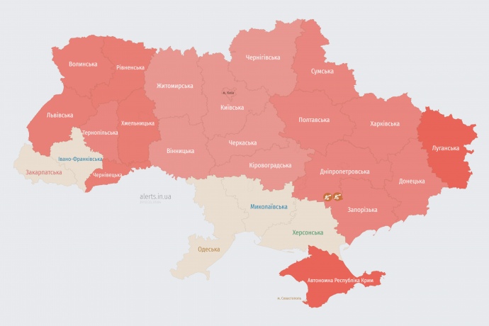 Мапа alerts.in.ua о 5.00