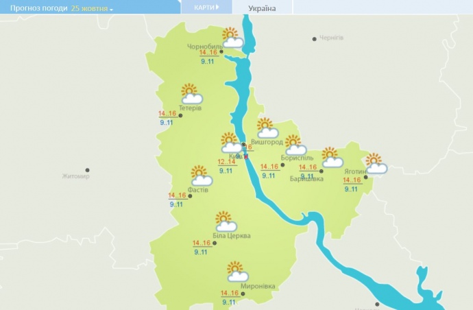 Погода на Київщині