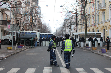Перекрита вулиця Пилипа Орлика. Фото Оксани Коваленко, УП