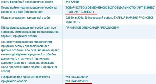 Скріншот з ЄДР: АМТ-Бізнес Скріншот з ЄДР: АМТ-Бізнес