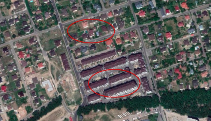 Расположение квартиры Демчины и дома его якобы бывшей жены