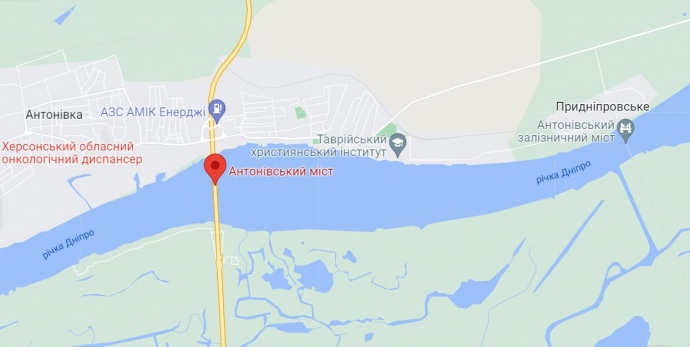 Антонівський автомобільний та залізничний мости поблизу Херсона