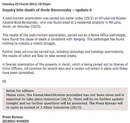 Березовський, експертиза