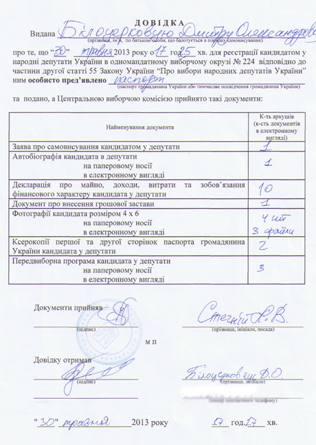 Список документов, необходимых для регистрации кандидатом в депутаты, выданный ЦИКом