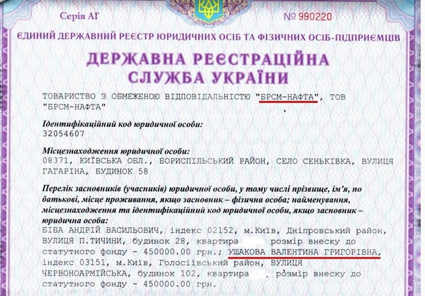Витяг з ЄДР: БРСМ-Нафта