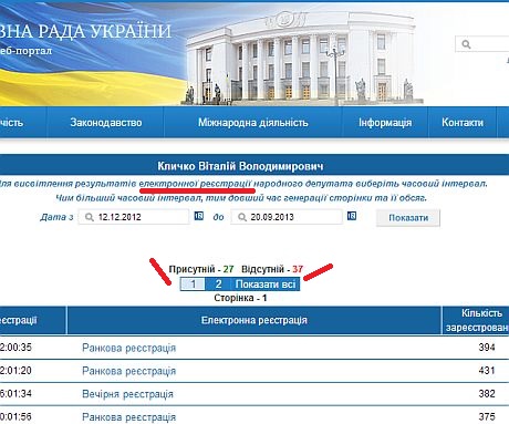 Электронная регистрация Кличко