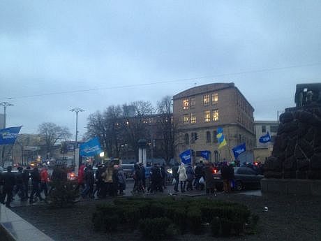 Колонны сторонников Партии регионов, 16 января. Фото УП